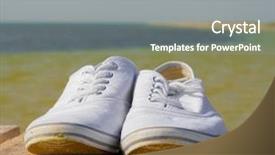  Presentation with black and gold and white - PPT theme with white-golf-shoes background and a gray colored foreground