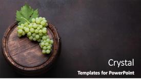 Presentation with wine barrel - PPT layouts with white-grape-on-old-wooden background and a dark gray colored foreground