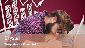  Presentation with maroon - PPT theme featuring white graph against maroon background and a coral colored foreground