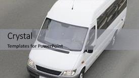  Presentation with bus - Amazing presentation design having white gray blank shuttle bus backdrop and a light gray colored foreground