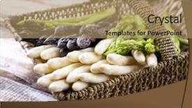 Presentation with asparagus - PPT theme enhanced with white green and purple asparagus background and a coral colored foreground