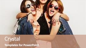  Presentation with mens fashion portrait - Colorful slide deck enhanced with girls best friends over gray backdrop and a coral colored foreground