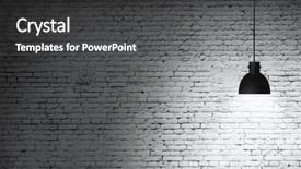  Presentation with white brick wall - Slide deck consisting of white grunge brick wall and black plafond are lights wall and floor from stone background and a dark gray colored foreground