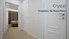  Presentation with open door - Presentation design having white-hallway-door-is-open background and a  colored foreground