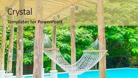  Presentation with swimming pool - Cool new PPT theme with white hammocks in luxury swimming backdrop and a yellow colored foreground