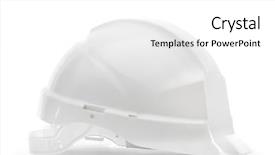  Presentation with construction company profile - Presentation design featuring white hard hat in profile background and a white colored foreground