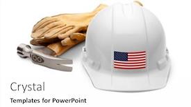  Presentation with american flag - PPT layouts featuring white-hardhat-with-an-american and a  colored foreground