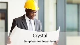  Presentation with african american in business - Audience pleasing PPT theme consisting of white hat - happy african american businessman looking backdrop and a sky blue colored foreground