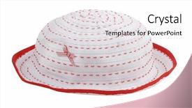  Presentation with hat - Colorful PPT theme enhanced with white hat isolated on white backdrop and a white colored foreground