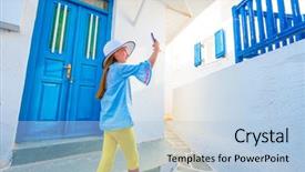  Presentation with hat - Presentation design consisting of white hat takes a picture background and a light blue colored foreground