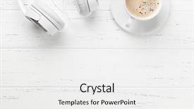  Presentation with coffee music - Cool new PPT theme with white headphones for music sound backdrop and a white colored foreground
