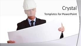  Presentation with construction accident - Amazing slides having white helmet looking at construction backdrop and a white colored foreground