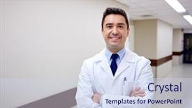  Presentation with health care wellness - Presentation having white hispanic job - clinic profession people health care background and a sky blue colored foreground