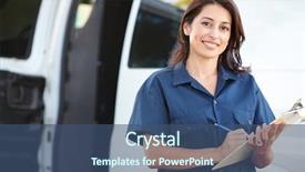  Presentation with driver - Slides featuring white hispanic job - portrait of female delivery driver background and a ocean colored foreground