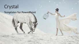  Presentation with white horse - Presentation theme with white horse on a desert background and a lemonade colored foreground