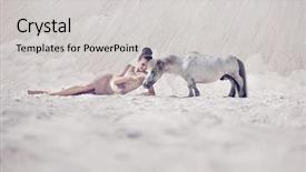  Presentation with white horse - Presentation theme having white horse on a desert background and a  colored foreground