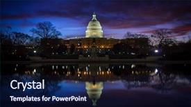  Presentation with mirror reflection - PPT theme featuring white house - capitol building with mirror reflection background and a navy blue colored foreground