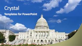  Presentation with united states capitol building - PPT theme consisting of white house - united states capitol building background and a teal colored foreground