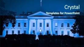  Presentation with white house - Presentation consisting of white house at night - washington background and a ocean colored foreground
