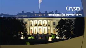  Presentation with white house - PPT theme featuring white house at night - washington background and a ocean colored foreground