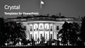  Presentation with white house - Presentation design consisting of white house at night - washington background and a dark gray colored foreground