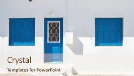  Presentation with cyclades - Audience pleasing slide set consisting of white house facade with traditional backdrop and a lemonade colored foreground