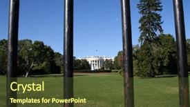  Presentation with house window frame - Cool new PPT theme with white house framed by bars backdrop and a  colored foreground