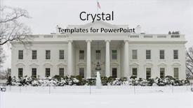  Presentation with white snow - PPT theme enhanced with white house in snow - washington background and a white colored foreground