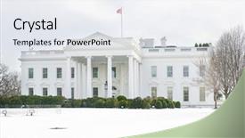  Presentation with white snow - Audience pleasing theme consisting of white house in snow - washington backdrop and a sky blue colored foreground