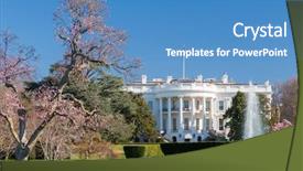  Presentation with white house - PPT theme having white house in spring flowers background and a teal colored foreground
