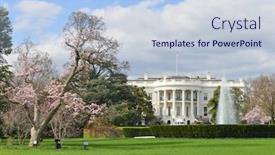  Presentation with white house - Slide set featuring white-house-in-springtime-washington background and a light blue colored foreground