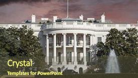  Presentation with white house - Slide deck with white house with storm sky background and a tawny brown colored foreground