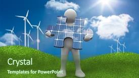  Presentation with banoffee pie cake on white - Colorful PPT layouts enhanced with white human representation holding backdrop and a forest green colored foreground