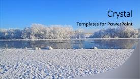  Presentation with winter ice - Beautiful presentation design featuring white ice on winter river backdrop and a light blue colored foreground