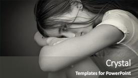 Presentation with sad children - Presentation theme featuring children drama - black and white image background and a gray colored foreground