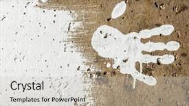  Presentation with grungy white concrete wall - Colorful slide set enhanced with white imprints of human hands backdrop and a light gray colored foreground