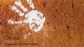  Presentation with grungy white concrete wall - PPT theme enhanced with white imprints of human hands background and a red colored foreground