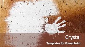  Presentation with grungy white concrete wall - Colorful presentation design enhanced with white imprints of human hands backdrop and a tawny brown colored foreground