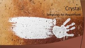  Presentation with human - Slide set enhanced with white imprints of human hands background and a coral colored foreground