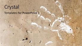  Presentation with grungy white concrete wall - Amazing presentation design having white imprints of human hands backdrop and a coral colored foreground
