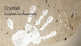  Presentation with grungy white concrete wall - Cool new PPT layouts with white imprints of human hands backdrop and a  colored foreground