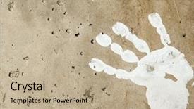  Presentation with human - Slide deck enhanced with white imprints of human hands background and a  colored foreground
