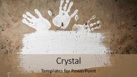  Presentation with grungy white concrete wall - Beautiful slide deck featuring white imprints of human hands backdrop and a  colored foreground