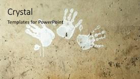  Presentation with human - Colorful slide set enhanced with white imprints of human hands backdrop and a  colored foreground