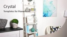  Presentation with furniture - Presentation design featuring white interior with modern furniture background and a sky blue colored foreground