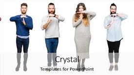  Presentation with people collage - Cool new slide deck with white isolated background doing time backdrop and a  colored foreground