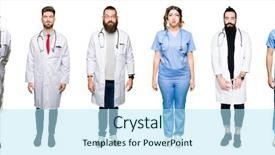  Presentation with people collage - PPT theme with white isolated background puffing cheeks background and a light blue colored foreground