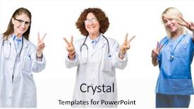  Presentation with professional development women success - Slide set consisting of white isolated background smiling looking background and a light gray colored foreground