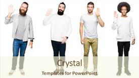  Presentation with collage - Beautiful slide set featuring white isolated background waiving saying backdrop and a cream colored foreground