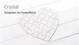  Presentation with heart puzzle - PPT theme consisting of white-jigsaw-puzzle-in-form background and a white colored foreground